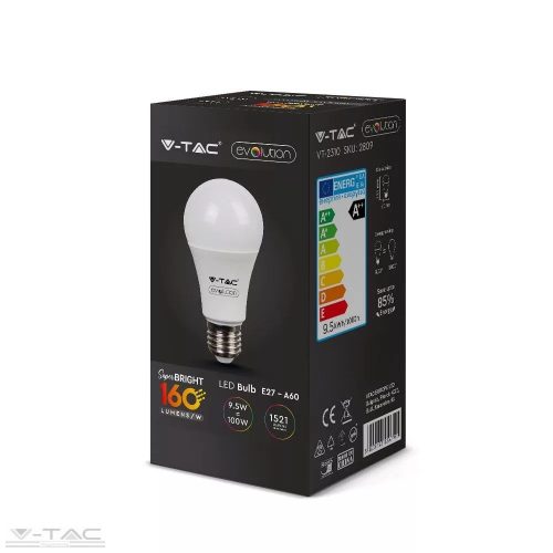 V-TAC-SKU2810 - 9,5W LED fényforrás A60 E27 (160Lm/Watt) A++ 4000K - 2810