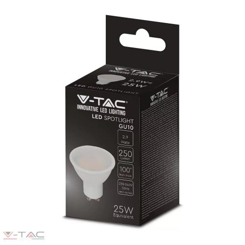 V-TAC-SKU2987 - 2,9W LED spotlámpa GU10 opál Meleg fehér 100 ° - 2987