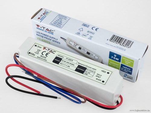 V-TAC-SKU3235 - 75W Műanyag tápegység EMC 12V 6A IP67 - 3235