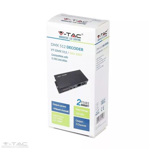 V-TAC-SKU3307 - DMX 512 vezérlő RGB LED szalagokhoz - 3307