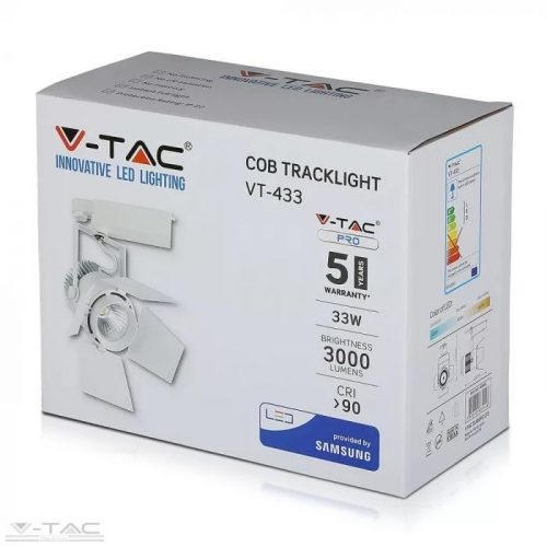 V-TAC-SKU369 - 33W LED fehér sínes lámpatest Samsung chip 4000K 5 év garancia - PRO369