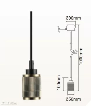 V-TAC-SKU3814 - Alumínium függeszték állítható tartóval bronz - 3814