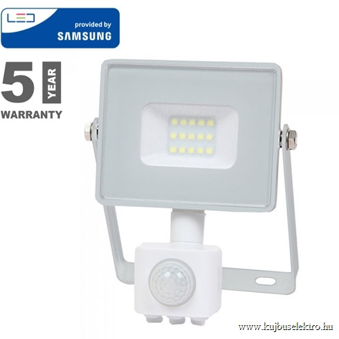 V-TAC-SKU434 - 10W Mozgásérzékelős LED reflektor Samsung chip fehér IP65 4000K - PRO434