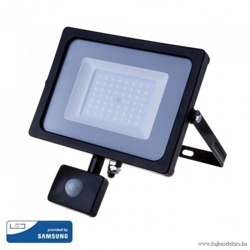 V-TAC-SKU469 - 50W Mozgásérzékelős LED reflektor Samsung chip fekete IP65 3000K - PRO469