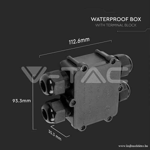 V-TAC-SKU5982 - Vízhatlan kötődoboz fekete (4 osztás) - 5982