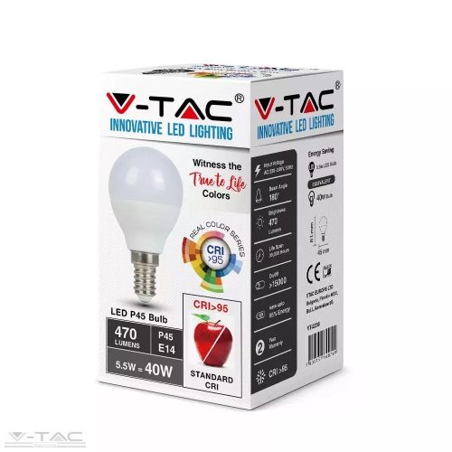 V-TAC-SKU7489 - 5,5W LED izzó CRI>95 E14 P45 4000K - 7489