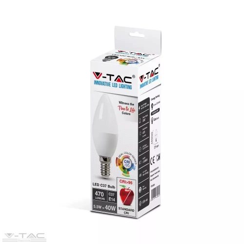 V-TAC-SKU7494 - 5,5W LED izzó CRI>95 E14 gyertya 2700K - 7494