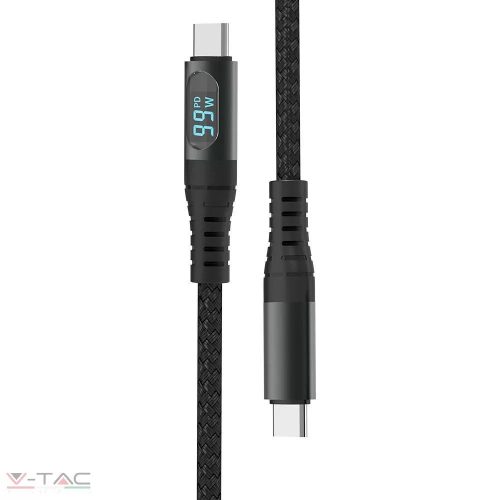 USB C szövet kábel 1 méter fekete 5A - 7746 V-TAC