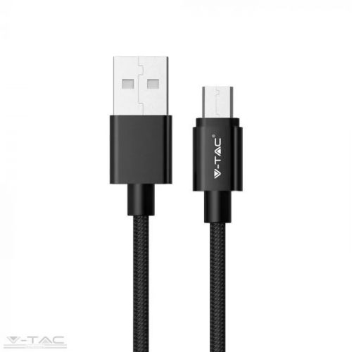 V-TAC-SKU8488 - Micro USB fonott kábel 1m fekete 2,4A Platina széria - 8488