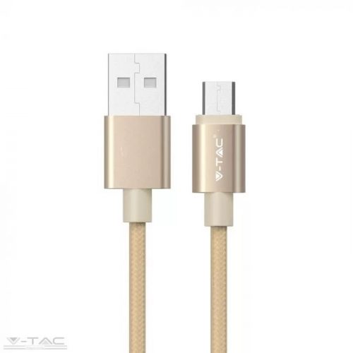 V-TAC-SKU8490 - Micro USB fonott kábel 1m arany 2,4A Platina széria - 8490