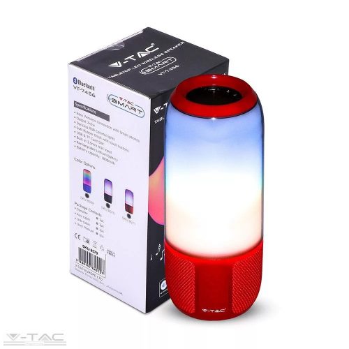 V-TAC-SKU8571 - Piros bluetooth-os smart hangszóró ritmikus LED hangulatfénnyel - 8571