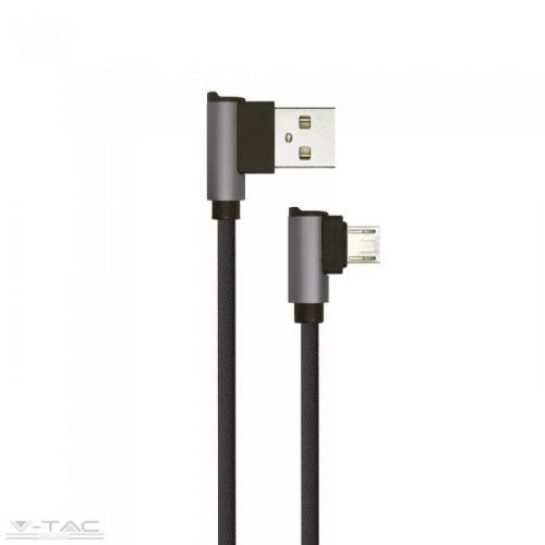 V-TAC-SKU8635 - Micro USB szövet kábel 1m fekete 2,4A Diamond széria - 8635