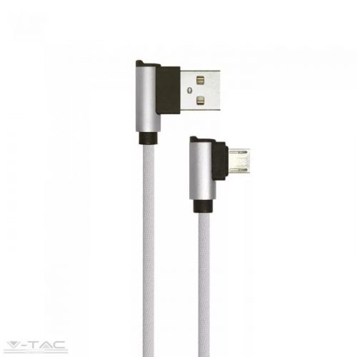 V-TAC-SKU8636 - Micro USB szövet kábel 1m szürke 2,4A Diamond széria - 8636