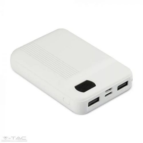 V-TAC-SKU8851 - Power bank digitális kijelzővel fehér 10000mAh - 8851