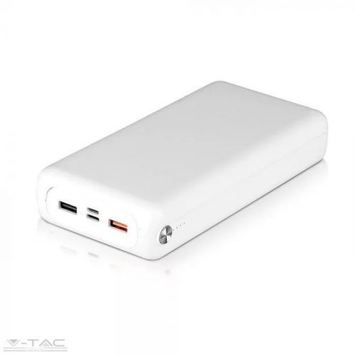 V-TAC-SKU8902 - Jumbo Power bank fehér dupla USB porttal 30000 maH - 8902