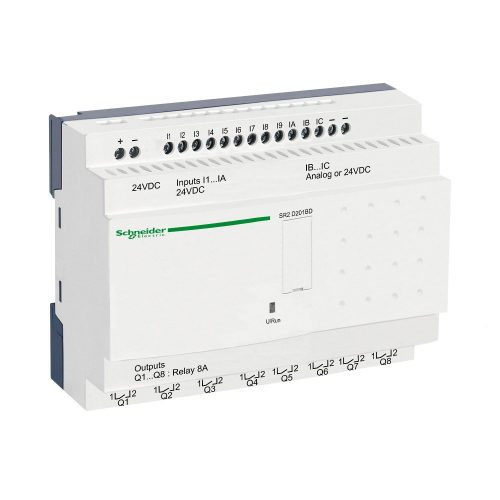 SCHNEIDER SR2D201BD - Zelio Logic programozható relé, kompakt, kijelző nélkül, 10 DI + 2 DI/AI, 8 DO relés, 24 VDC