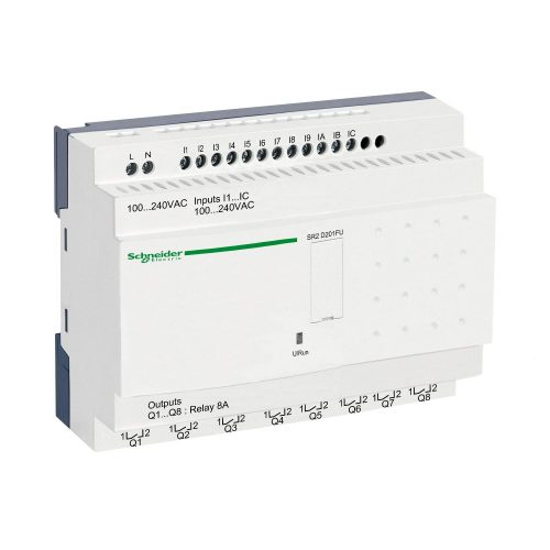 SCHNEIDER SR2D201FU - Zelio Logic programozható relé, kompakt, kijelző nélkül, 12 DI, 8 DO relés, 230 VAC