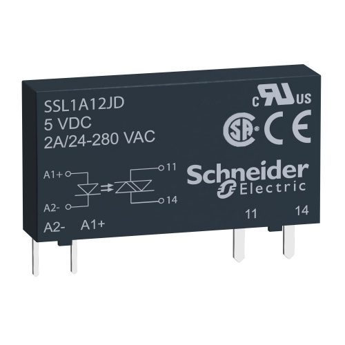 SCHNEIDER SSL1A12BD - SSL sorkapocs szilárdtestrelé, nullfeszültségű kapcsolás, 1NO, 24...280VAC, 2A, 24VDC