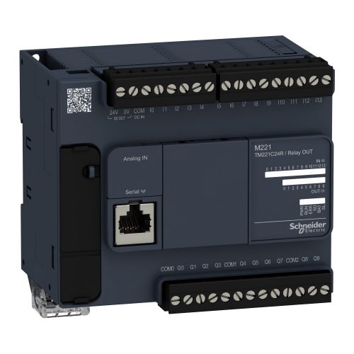 SCHNEIDER TM221C24R - Modicon M221 gépvezérlő PLC, 24 I/O, relé kimenet, RS232/RS485, 100...230 VAC