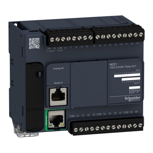 SCHNEIDER TM221CE24R - Modicon M221 gépvezérlő PLC, 24 I/O, relé kimenet, RS232/RS485, Ethernet Modbus TCP/IP 100...230 VAC