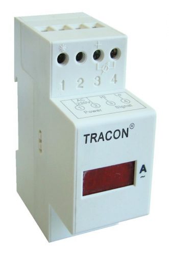 TRACON ACAMSD-10 - Sínre pattintható digitális váltakozó áramú ampermérő 10A AC, Us=230V