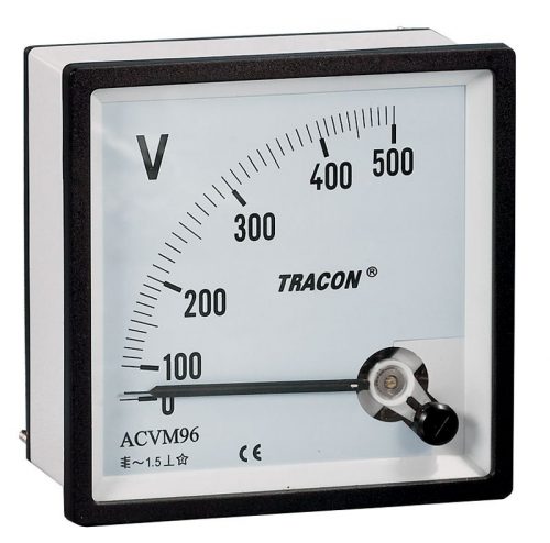 TRACON ACVM48-120 - Analóg váltakozó áramú voltmérő 48×48mm, 120V AC