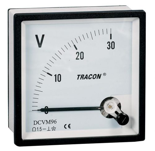 TRACON DCVM-48B - Analóg egyenáramú alapműszer sönt méréshez 48×48mm, DC