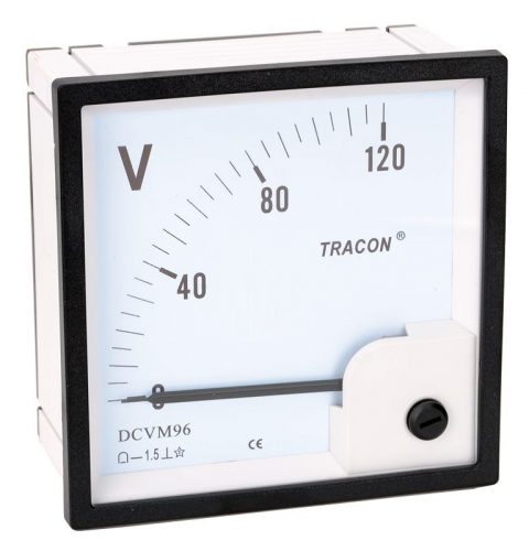 TRACON DCVM96-120 - Analóg egyenáramú voltmérő 96×96mm, 120V DC