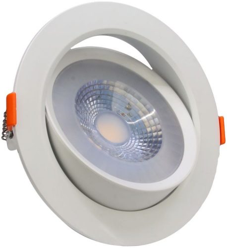 TRACON DLCOB12NW - Beépíthető álmennyezeti LED lámpatest, forgatható 200-240 V, 50Hz, 12W, 4000K, 960lm, 38°, IP20, EEI=G