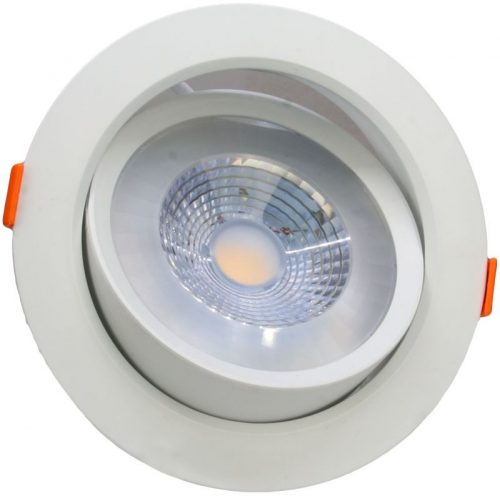 TRACON DLCOB7NW - Beépíthető álmennyezeti LED lámpatest, forgatható 200-240 V, 50Hz, 7W, 4000K, 450lm, 38°, IP20, EEI=G