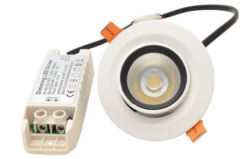 TRACON DLCOBA10W - Beépíthető álmennyezeti LED lámpatest, forgatható 200-240VAC, 10 W, 800 lm, 4000 K, IP40, EEI=G