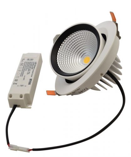 TRACON DLCOBA35W - Beépíthető álmennyezeti LED lámpatest, forgatható 230 V, 50 Hz, 35 W, 3500 lm, 4000 K, EEI=F