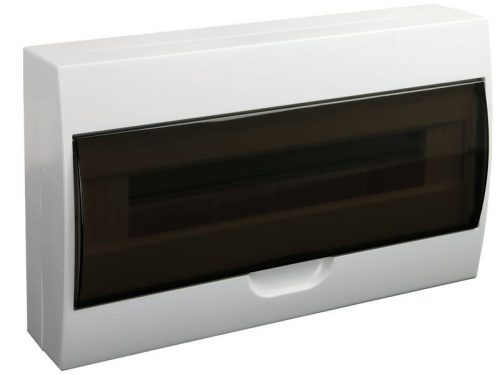 TRACON EDFK-18/1 - Falon kívüli elosztódoboz, füstszínű ajtóval, N/PE sínnel 1×18 modul, IP40, (H×W×D=220×364×96mm)