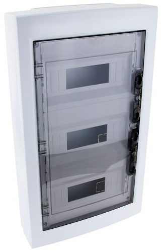 TRACON EDFKS-12/3 - Falon kívüli elosztódoboz, füstszínű-sík ajtóval, NPE nélkül 3×12 (36) modul, IP40, (H×W×D=570×330×100mm)