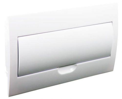 TRACON EDSN-18/1 - Süllyesztett elosztódoboz, fehér ajtóval, N/PE sínnel 1×18 modul, IP40, (H×W×D=216×363×76mm)