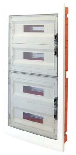 TRACON EDSS-18/4 - Süllyesztett elosztódoboz, füstszínű-sík ajtóval, NPE nélkül 4×18 (72) modul, IP40, (H×W×D=860×440×95mm)