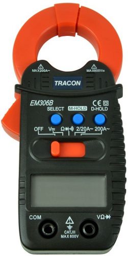 TRACON EM306B - Digitális lakat fogó DCV,ACV,ACA 200A, OHM