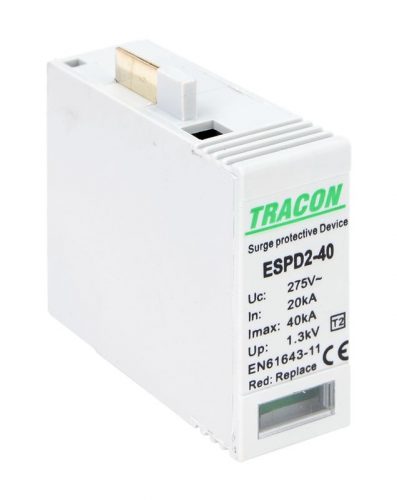 TRACON ESPD2-40M - T2 AC típusú túlfeszültség levezető betét 40 M Uc:275V; In:20kA; Imax:40kA; Up:1,3kV