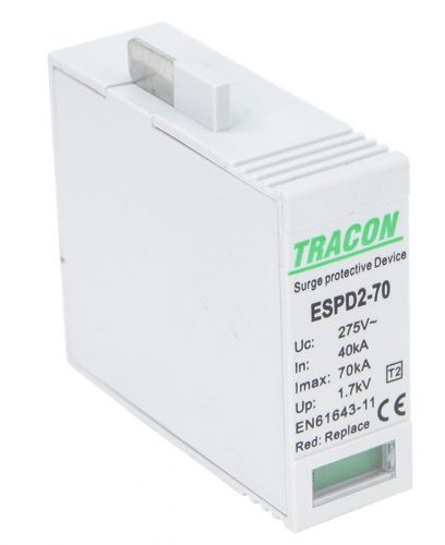 TRACON ESPD2-70M - T2 AC típusú túlfeszültség levezető betét 70 M Uc:275V; In:40kA; Imax:70kA; Up:1,7kV