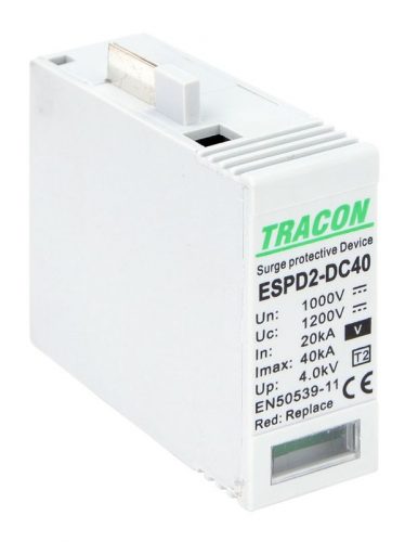 TRACON ESPD2-DC40-1000V - T2 DC típusú V túlfeszültség levezető, betét 1000V Ucpv: 1200V; In:20kA; Imax:40kA; Up:4kV; Var