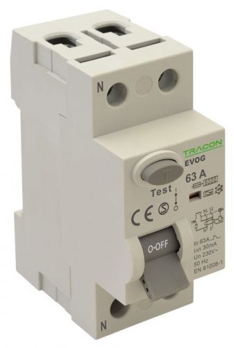 TRACON EVOG2P401 - Áram-védőkapcsoló, 2 pólusú 40A, 100mA, 6kA, A