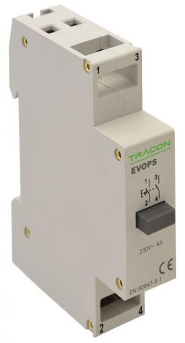 TRACON EVOPS - Moduláris nyomókapcsoló 230V, 50Hz, 2NO, Ith:16A, AC-14, Ie:6A