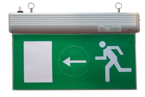 TRACON EXIT-01-J - Élvilágítós LED kijáratjelző ragasztható piktogramokkal 230V, 50Hz, 13×LED, 3h, 2,4V / 900mAh, Ni-Cd