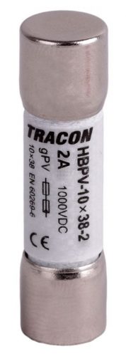 TRACON HBPV-10X38-2 - Hengeres biztosító PV gPV, 2A,1000VDC,10kA,10x38