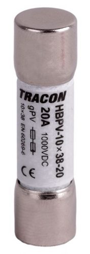 TRACON HBPV-10X38-20 - Hengeres biztosító PV gPV, 20A,1000VDC,10kA,10x38