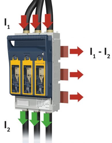 TRACON KETO00360AOUP0095EST - Szakaszolókapcsoló-biztosító,gyűjtősínre, keretes kapocs 690VAC, 440VDC,160A, 3P, NH00