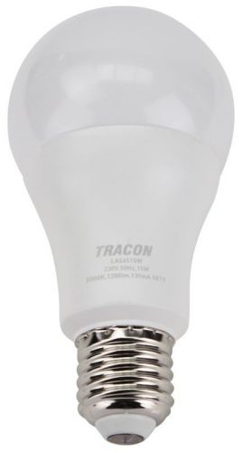 TRACON LAS6515W - Gömb burájú LED fényforrás SAMSUNG chippel 230V,50Hz,15W,3000K,E27,1490 lm,200°,A65,SAMSUNG chip, EEI=F