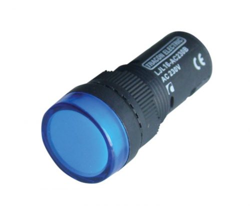 TRACON LJL16-BA - LED-es jelzőlámpa, kék 12V AC/DC, d=16mm