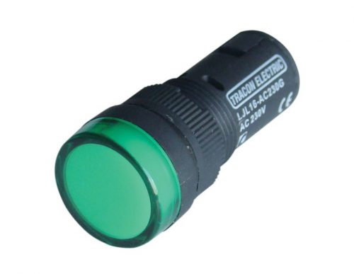 TRACON LJL16-GA - LED-es jelzőlámpa, zöld 12V AC/DC, d=16mm