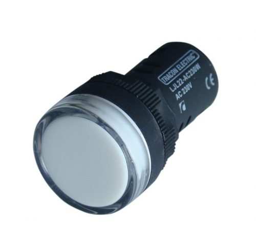 TRACON LJL16-WA - LED-es jelzőlámpa, fehér 12V AC/DC, d=16mm